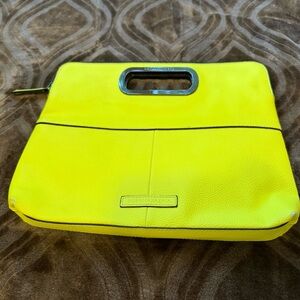 BCBG Max Azria Neon Leather Zip Hand Bag NWT